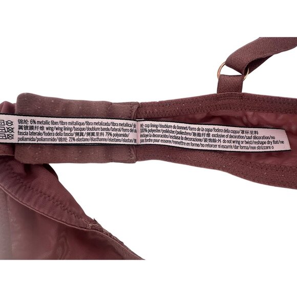 Victorias Secret Dream Angels Sexy Metallic Mauve Pink Lace Push Up Bra 36C/34D - Picture 13 of 16